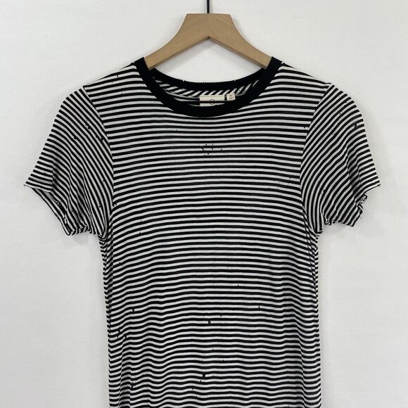 AG Adriano Goldschmied Top Womens XS Black Striped Comfy Casual Fitted Grunge - Picture 4 of 16